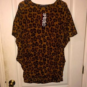 Blouse Spirited by Randolph duke top elastic waist size large cheetah print